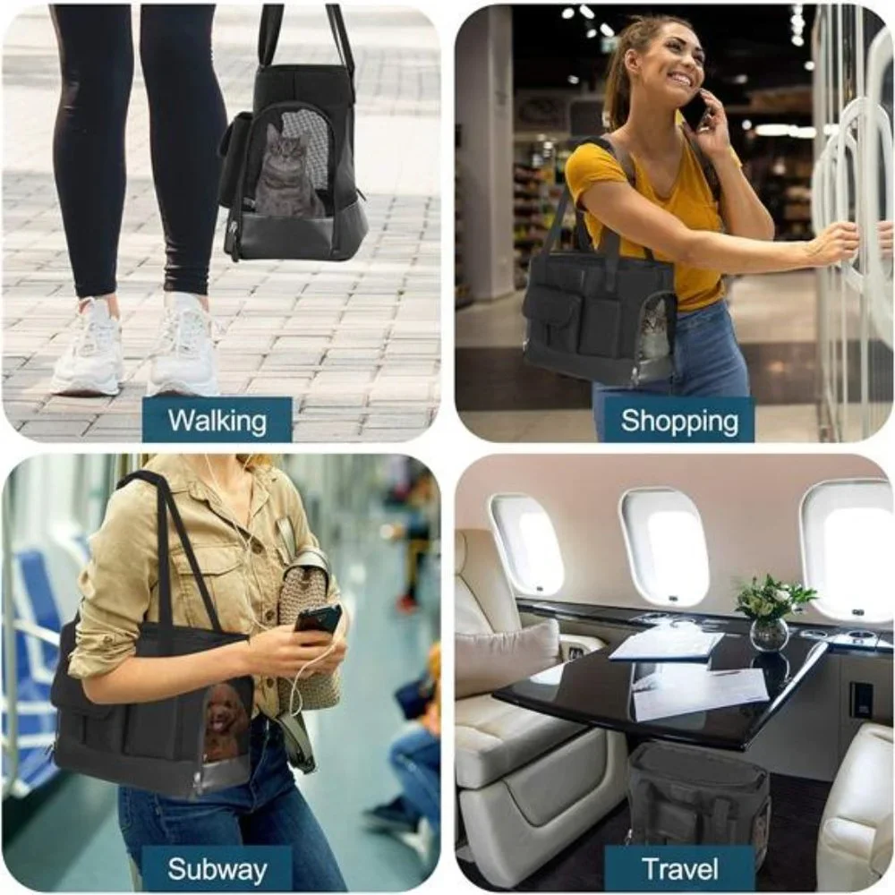 Cat Carrier, Dog Carrier, Pet Carrier, Foldable Waterproof Premium PU Leather